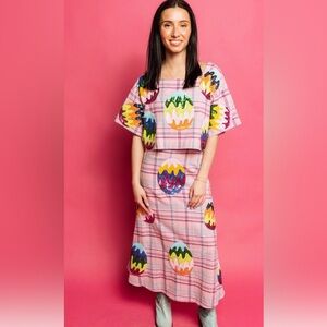 NWT 3 piece set! Queen of sparkles Easter egg pink plaid shorts , skirt , top